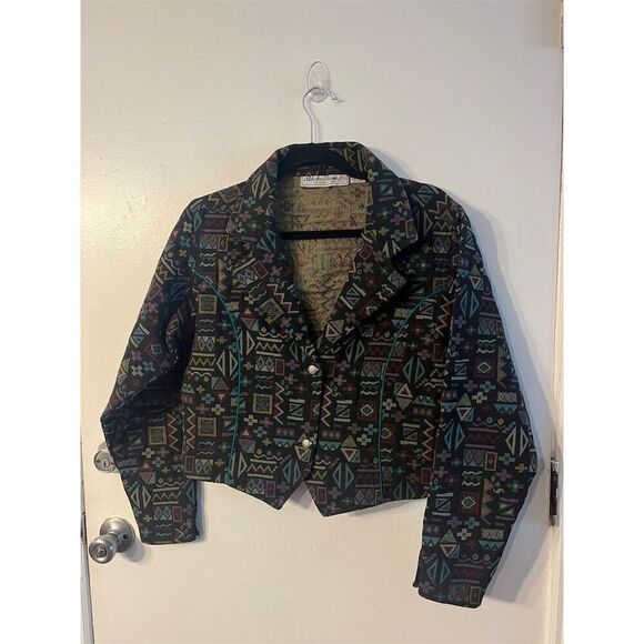 Vintage Adobe Rose Bolero Jacket Southwestern‎ Aztec Print Women's Multicolor M - Picture 1 of 6
